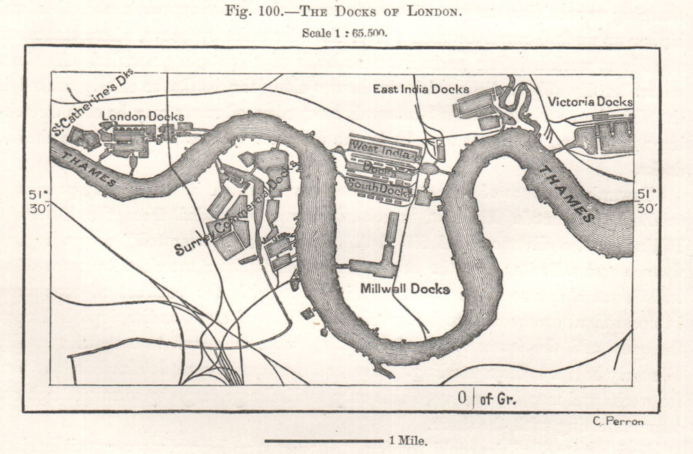 London Docklands. Isle of Dogs. West & East India Docks Surrey Quays 1885